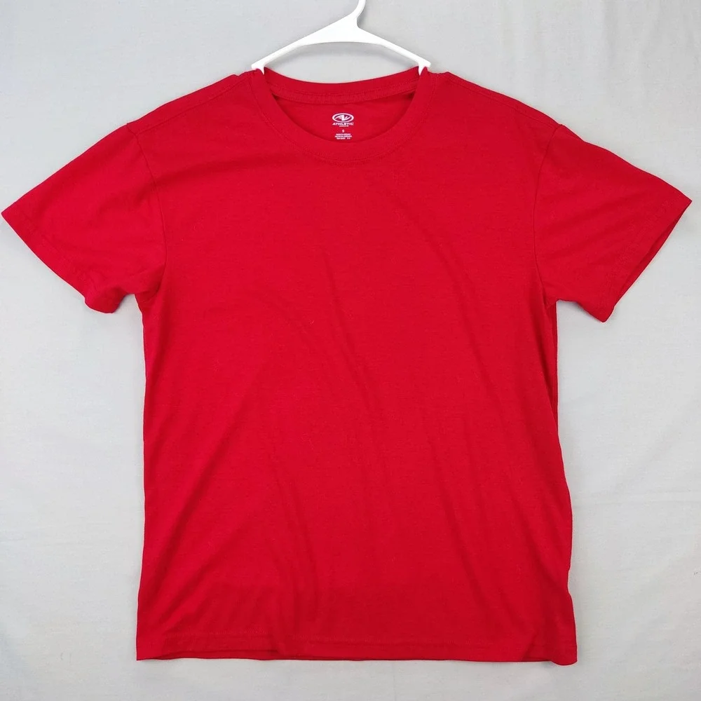 Athletic Works T-Shirt Mens Small Red Short Sleeve‎ Crew Neck Solid Activewear